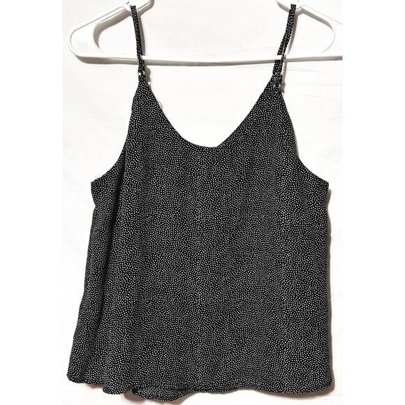 Simply Styled Women's Medium Petite Black & White Ruffle Front Camisole - Picture 2 of 4